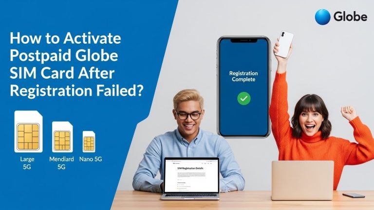 How to activate a postpaid Globe SIM card registration that failed?